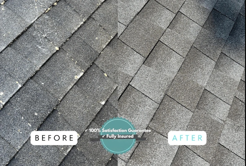 Cleveland Power Washing team performing soft wash roof cleaning on Cleveland home