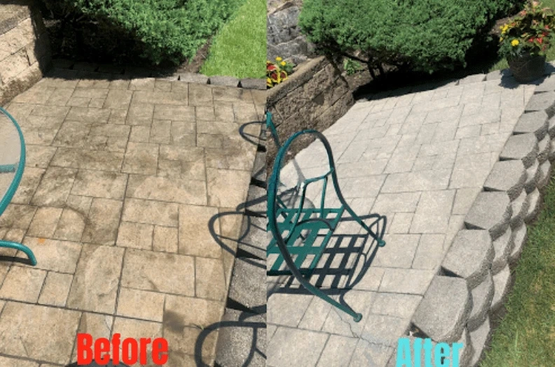 Before and after results of surface cleaning by Cleveland Power Washing in Cleveland